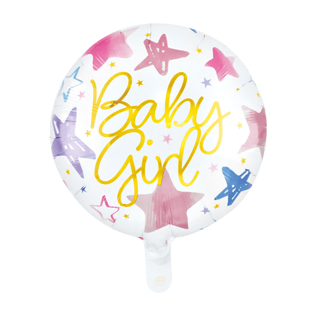 Goud Roze Helium Ballon Baby Girl 46cm van WeFiesta koop je bij Partywinkel