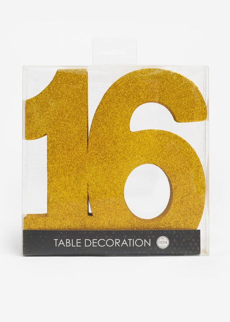 Goud Tafeldecoratie Cijfer 16 Glitter 20,5cm van WeFiesta koop je bij Partywinkel
