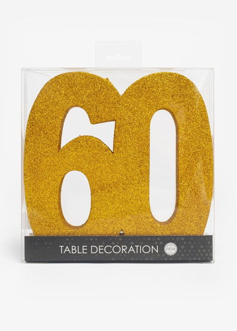 Goud Tafeldecoratie Cijfer 60 Glitter 20,5cm van WeFiesta koop je bij Partywinkel