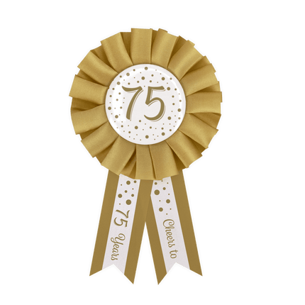 Goud Witte Rozet 75 Jaar van Paper Dreams koop je bij Partywinkel