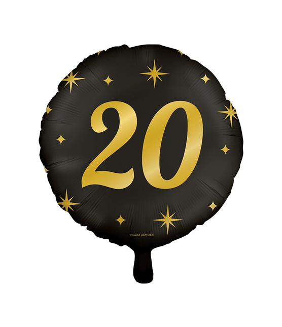 Goud Zwarte Helium Ballon 20 Jaar Leeg van Paper Dreams koop je bij Partywinkel