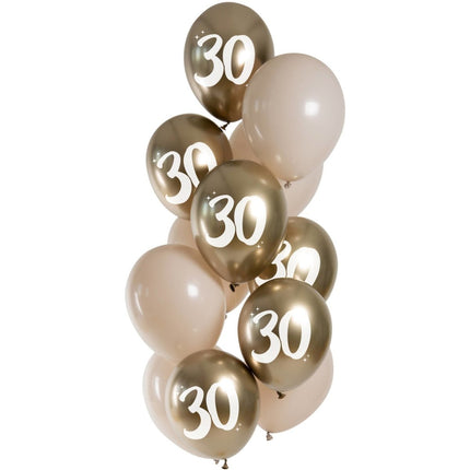 Gouden Ballonnen 30 Jaar Chroom 33cm 12st van Folat koop je bij Partywinkel