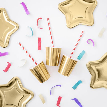 Gouden Borden Ster 23cm 6st van Partydeco koop je bij Partywinkel