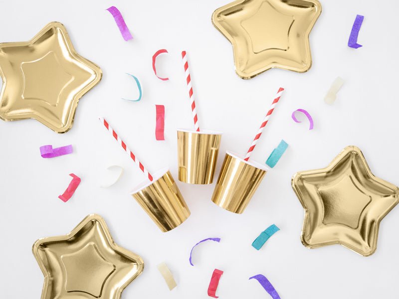 Gouden Borden Ster 23cm 6st van Partydeco koop je bij Partywinkel