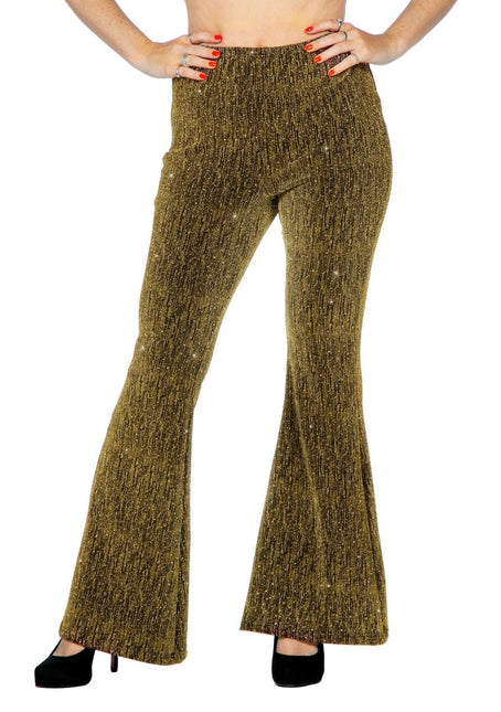 Gouden Broek Dames Flared Glitter van Wilbers & Wilbers koop je bij Partywinkel