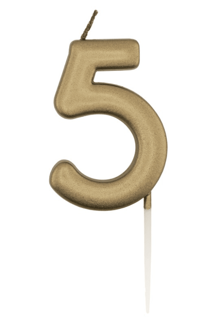 Gouden Cijferkaars 5 van Unique koop je bij Partywinkel