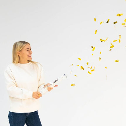 Gouden Confetti Kanon Folie 40cm van Riethmueller koop je bij Partywinkel