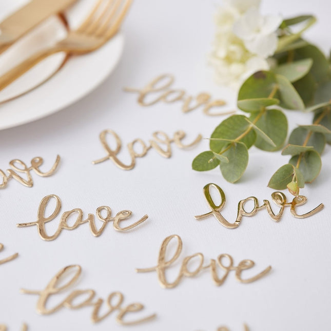 Gouden Confetti Love 6,5cm van Ginger Ray koop je bij Partywinkel