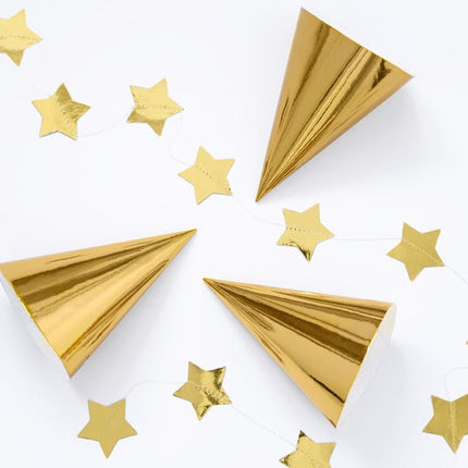 Gouden Feesthoedjes 16cm 6st van Partydeco koop je bij Partywinkel