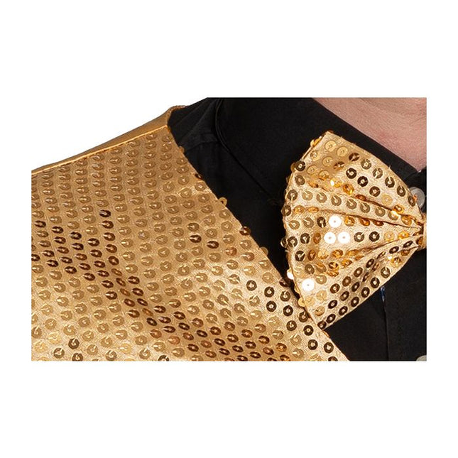 Gouden Gilet Met Strik 2 delig van Partychimp koop je bij Partywinkel