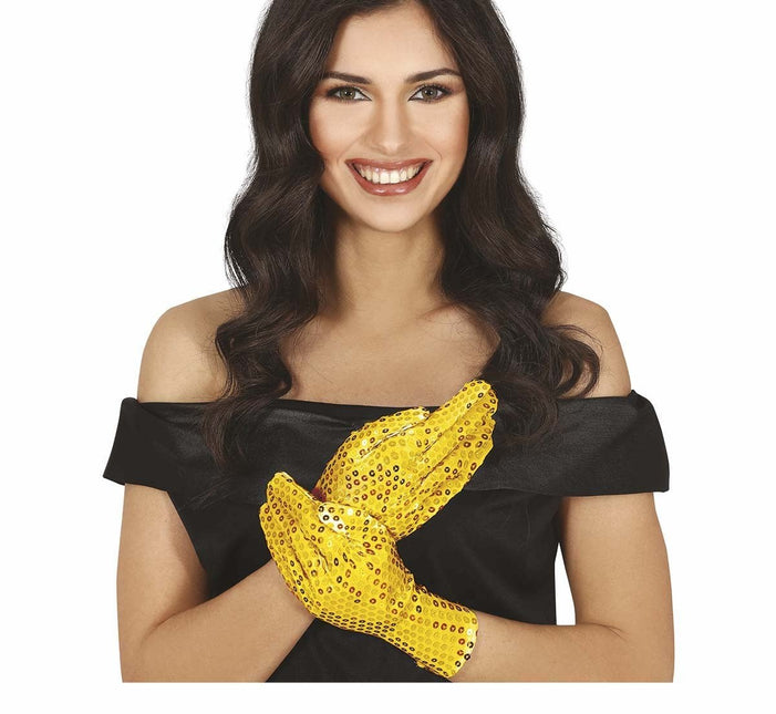 Gouden Handschoenen Pailletten 22cm van Fiestas Guirca koop je bij Partywinkel