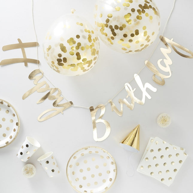 Gouden Happy Birthday Decoratie Set 6 delig van Ginger Ray koop je bij Partywinkel