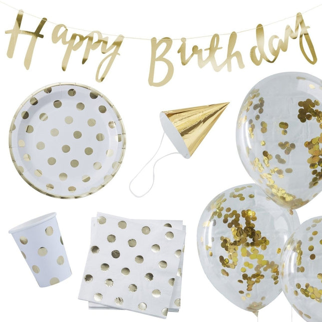 Gouden Happy Birthday Decoratie Set 6 delig van Ginger Ray koop je bij Partywinkel