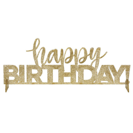 Gouden Happy Birthday Tafeldecoratie Glitter van Unique koop je bij Partywinkel