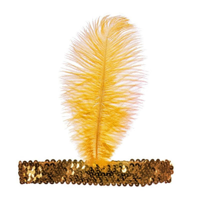 Gouden Hoofdband Charleston Met Veer van Wilbers & Wilbers koop je bij Partywinkel