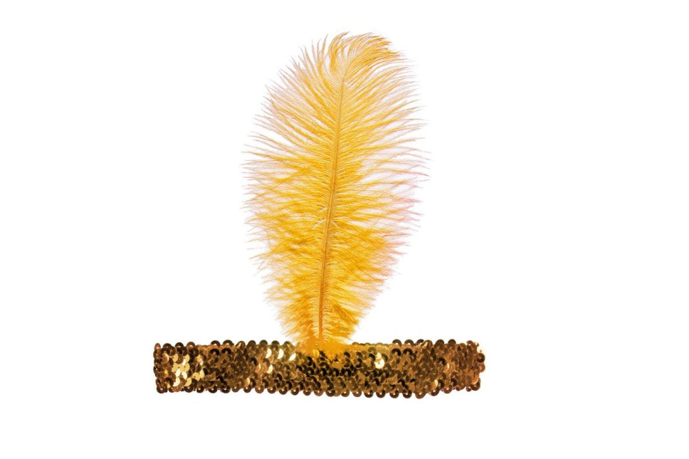 Gouden Hoofdband Charleston Met Veer van Wilbers & Wilbers koop je bij Partywinkel