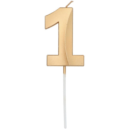 Gouden Kaars 1 Jaar Mat 7cm van Folat koop je bij Partywinkel