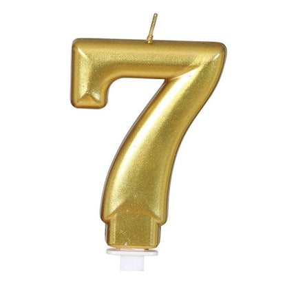Gouden Kaars 7 Jaar Metallic 8cm van Fiestas Guirca koop je bij Partywinkel