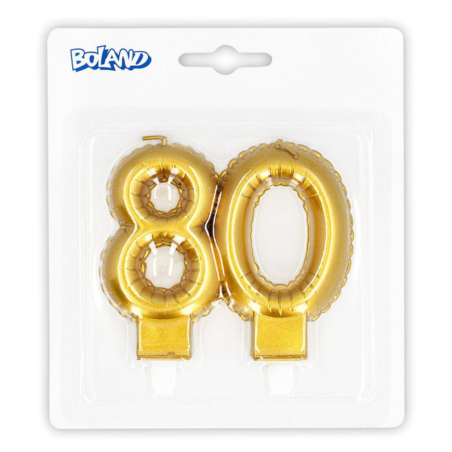 Gouden Kaars 80 Jaar 8cm van Boland koop je bij Partywinkel