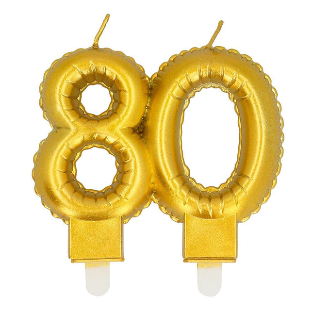 Gouden Kaars 80 Jaar 8cm van Boland koop je bij Partywinkel