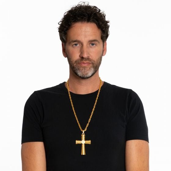 Gouden Ketting Kruis van Partychimp koop je bij Partywinkel