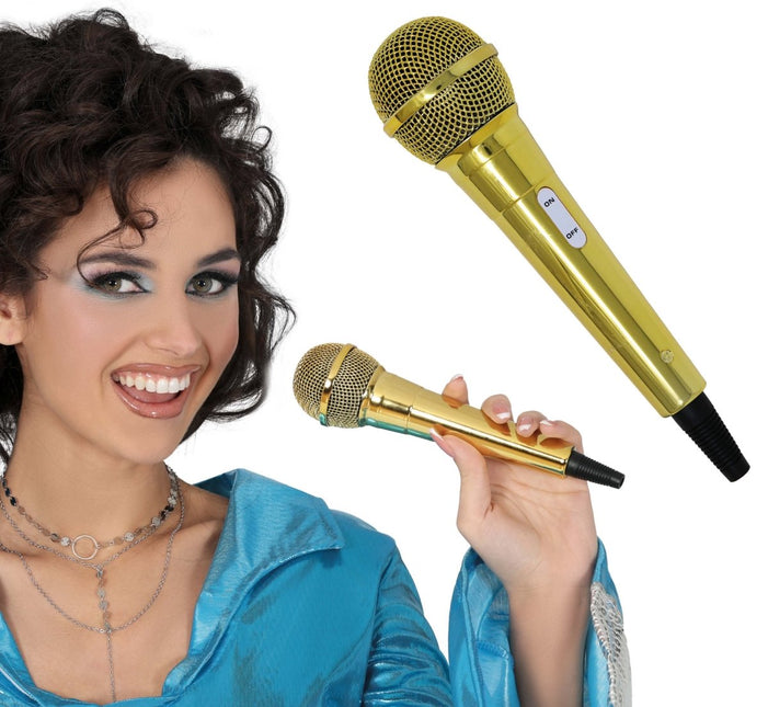 Gouden Microfoon 20 cm van Fiestas Guirca koop je bij Partywinkel