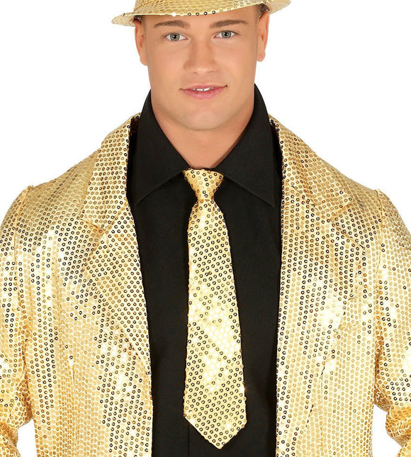 Gouden Stropdas Glitter Paillet van Fiestas Guirca koop je bij Partywinkel