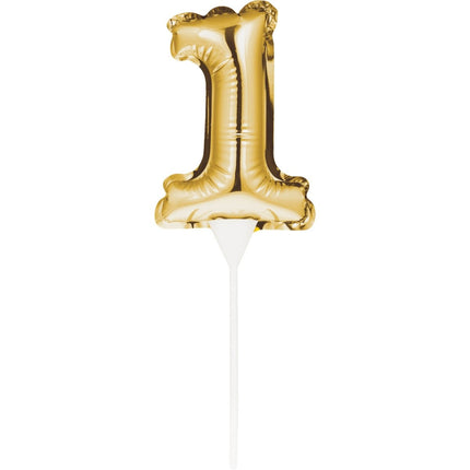 Gouden Taarttopper 1 Jaar Folie Ballon 13cm van Creative Converting koop je bij Partywinkel