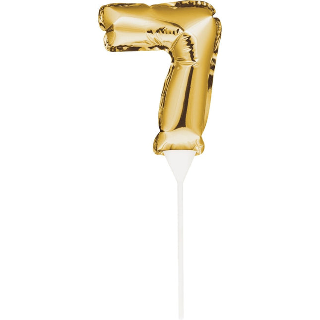 Gouden Taarttopper 7 Jaar Folie Ballon 13cm van Creative Converting koop je bij Partywinkel