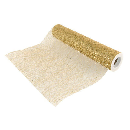 Gouden Tafelloper Glitter 5m van CHAKS koop je bij Partywinkel
