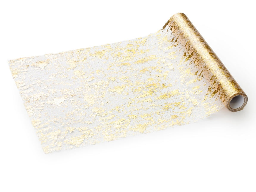 Gouden Tafelloper Tule Doorzichtig 9m van Partydeco koop je bij Partywinkel