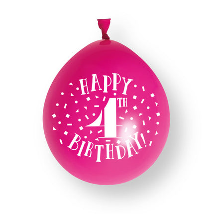 10 sztuk balonów lateksowych Happy 4th Birthday 23 cm