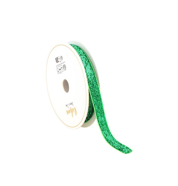 ZIELONA BROKATOWA WSTĄŻKA 10 MM X 3 M