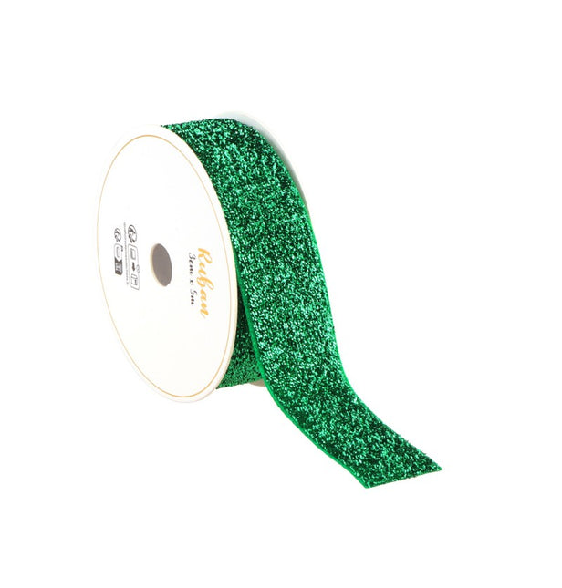 ZIELONA BROKATOWA WSTĄŻKA 25 MM X 3 M