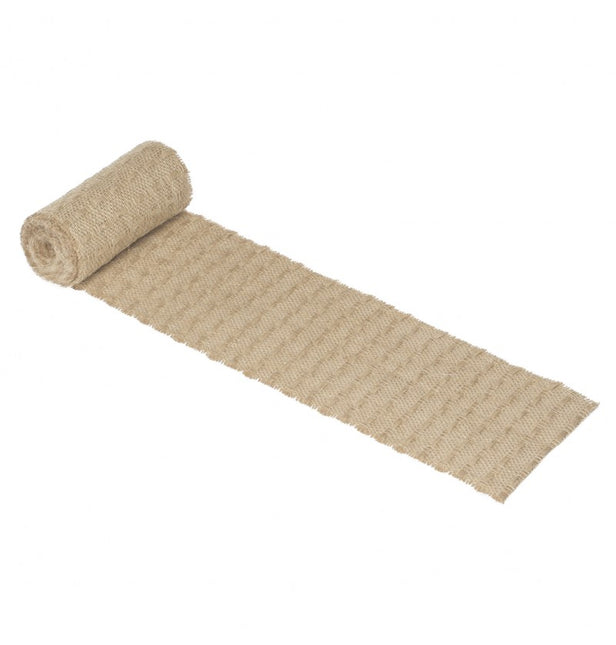 NATURALNA WSTĄŻKA JUTOWA W KRATKĘ 15 CM X 3 M