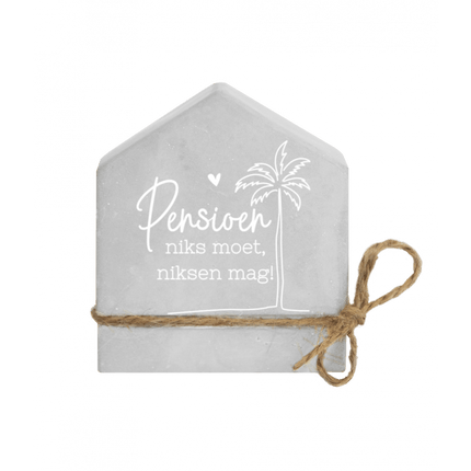 Grijze Cement Huisje Pensioen 8cm van Paper Dreams koop je bij Partywinkel
