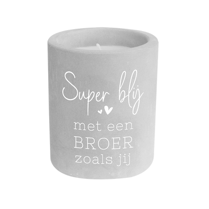 Grijze Cement Kaars Broer 8cm van Paper Dreams koop je bij Partywinkel