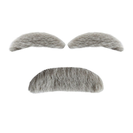 Grijze Nep Snor Snor En Wenkbrauwen 2 delig van Widmann koop je bij Partywinkel