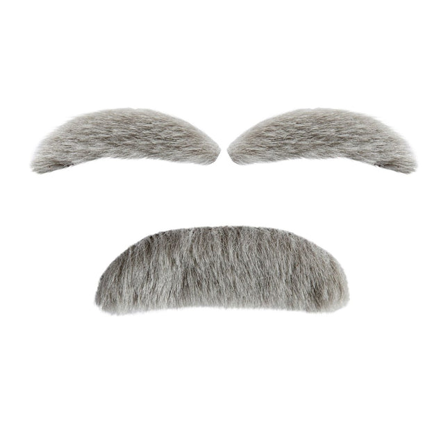 Grijze Nep Snor Snor En Wenkbrauwen 2 delig van Widmann koop je bij Partywinkel