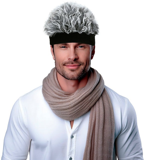 Grijze Pruik Met Band Volwassen van Fiestas Guirca koop je bij Partywinkel