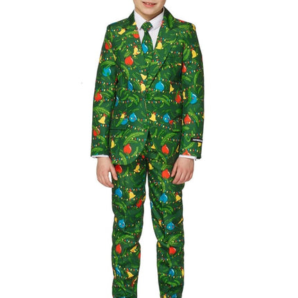 Groen Pak Kerstmis Met Licht Kind van Suitmeister koop je bij Partywinkel