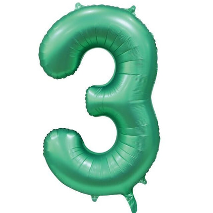 Groene Cijfer Ballon 3 Jaar Glans 86cm van WeFiesta koop je bij Partywinkel