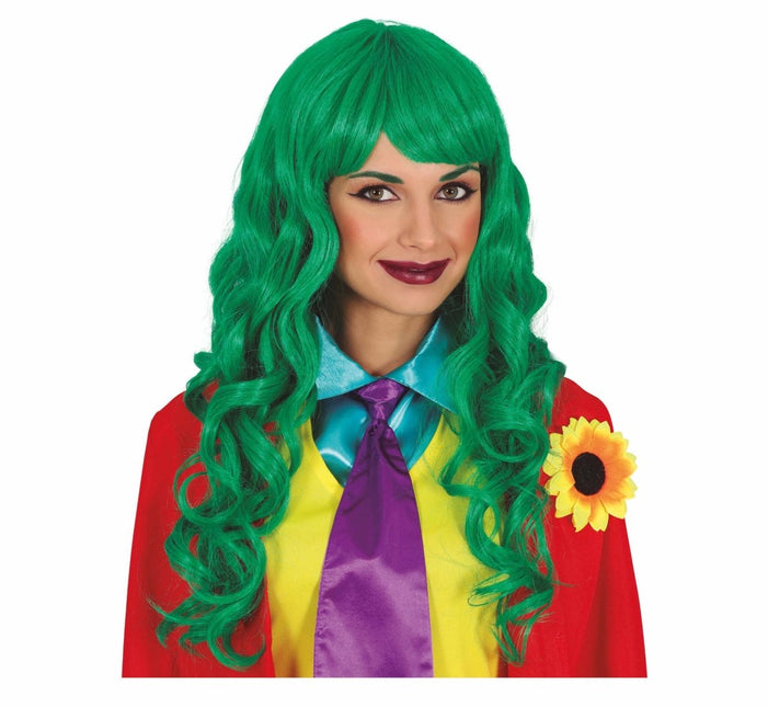 Groene Pruik Lang Haar Krullen van Fiestas Guirca koop je bij Partywinkel