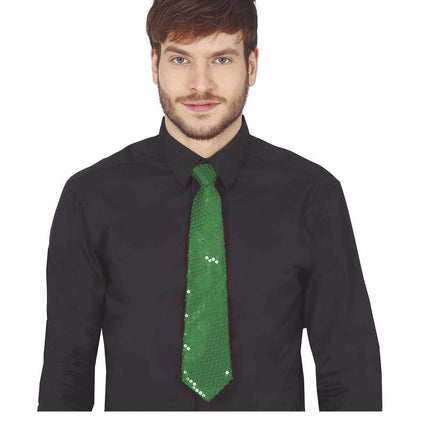 Groene Stropdas Pailletten 35cm van Fiestas Guirca koop je bij Partywinkel
