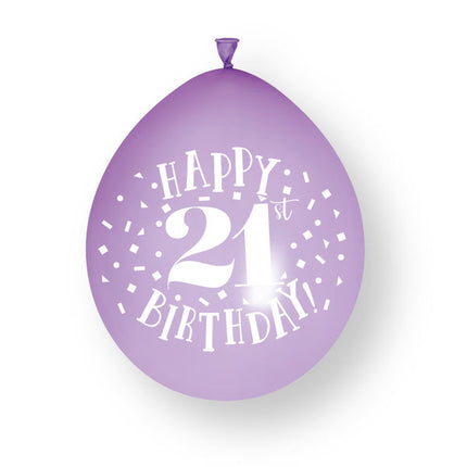 10 szt. balonów lateksowych „Happy 21st Birthday”, 23 cm