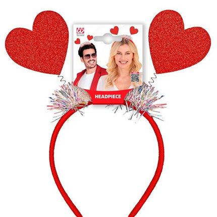 Haarband Hartjes Glitter Rood van Widmann koop je bij Partywinkel