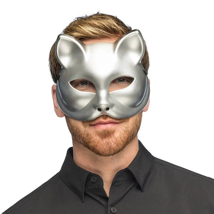 Halfmasker Kitty zilver van Boland koop je bij Partywinkel