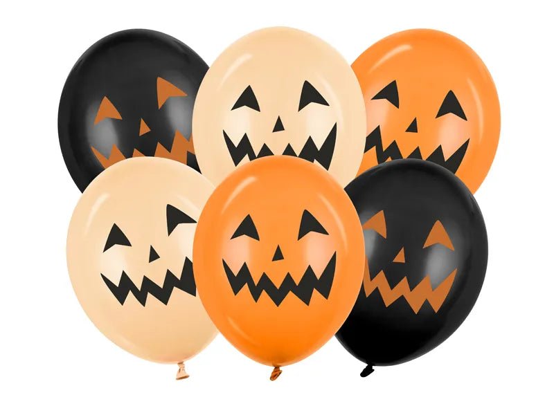Halloween Ballonnen Zwart Oranje Pompoenen 30cm 6st van Partydeco koop je bij Partywinkel