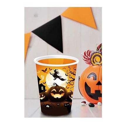 Halloween Bekers Pompoen 240ml 6st van Fiestas Guirca koop je bij Partywinkel
