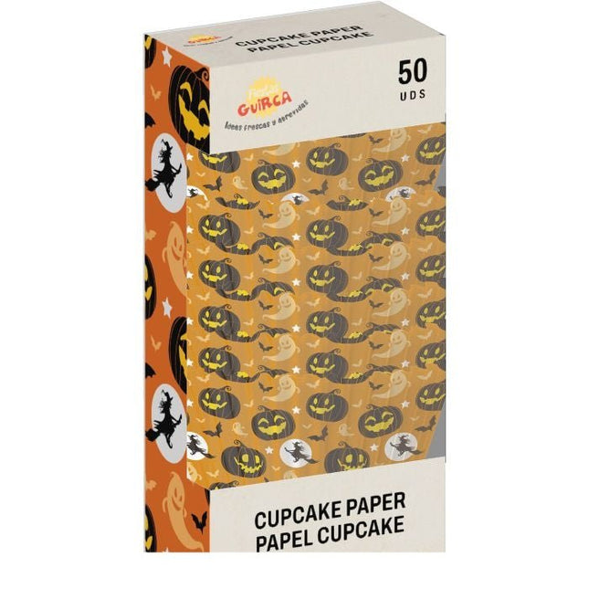 Halloween Cupcake Vormpjes Oranje Papier 5cm 50st - Partywinkel - 8434077269374